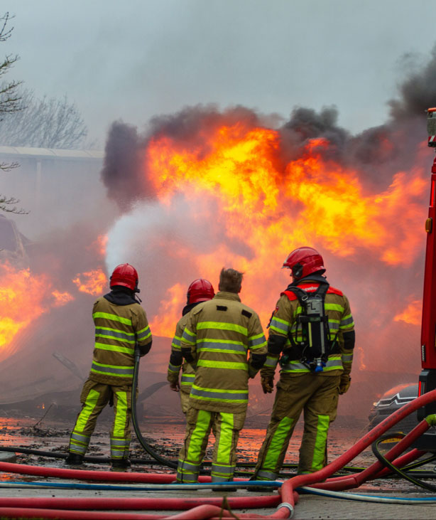 The guards are putting out the fire with water